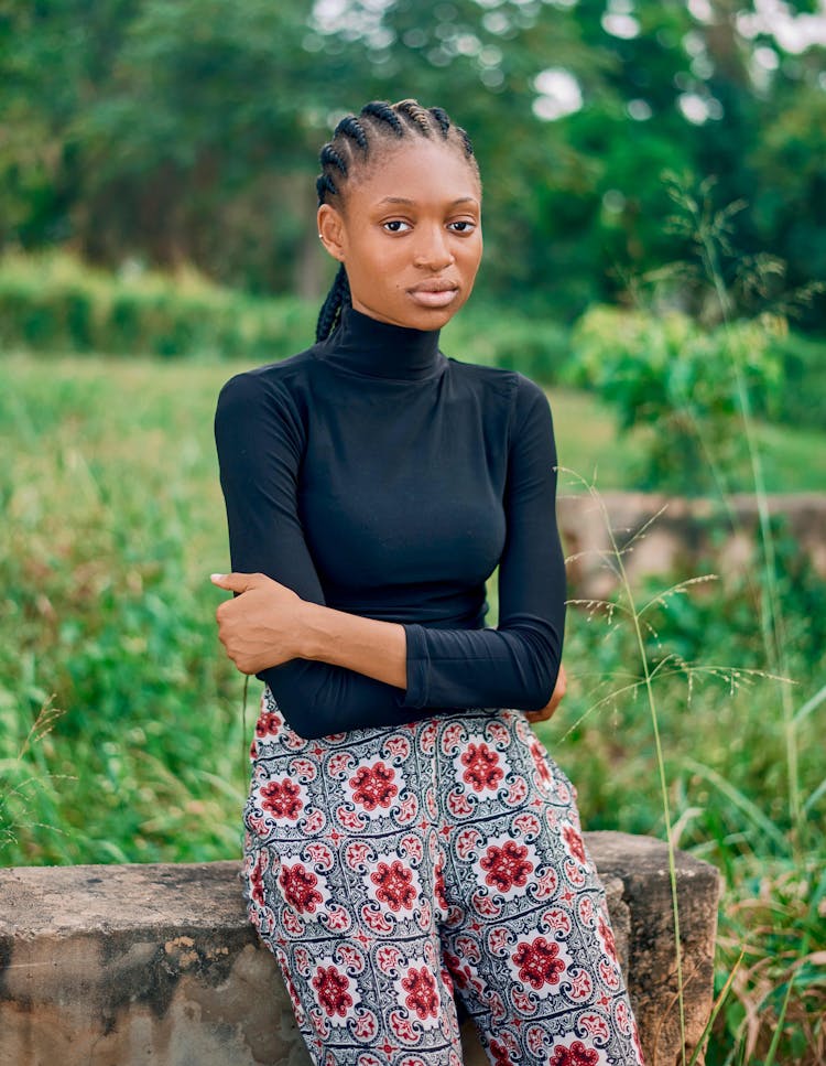 Calm Black Teen In Nature