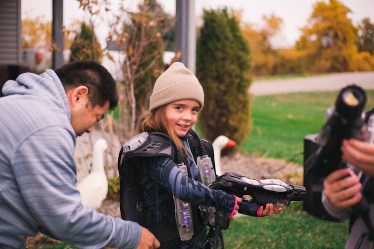 A Girl Playing Laser Tag