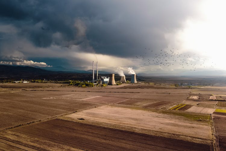 Atomic Power Station In Overcast Weather