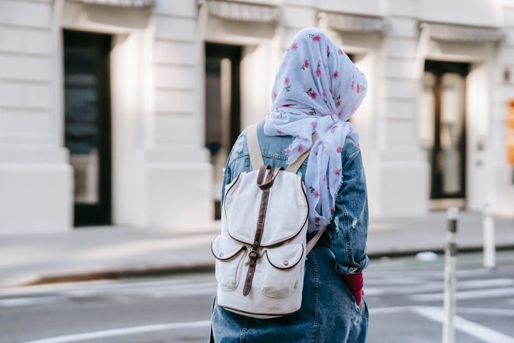 Anonymous Woman In Headscarf On Street