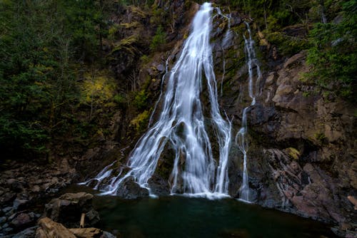 Scenic View of a Waterfall in the Forest