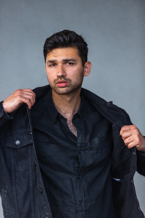 Man Holding Plackets of Jacket