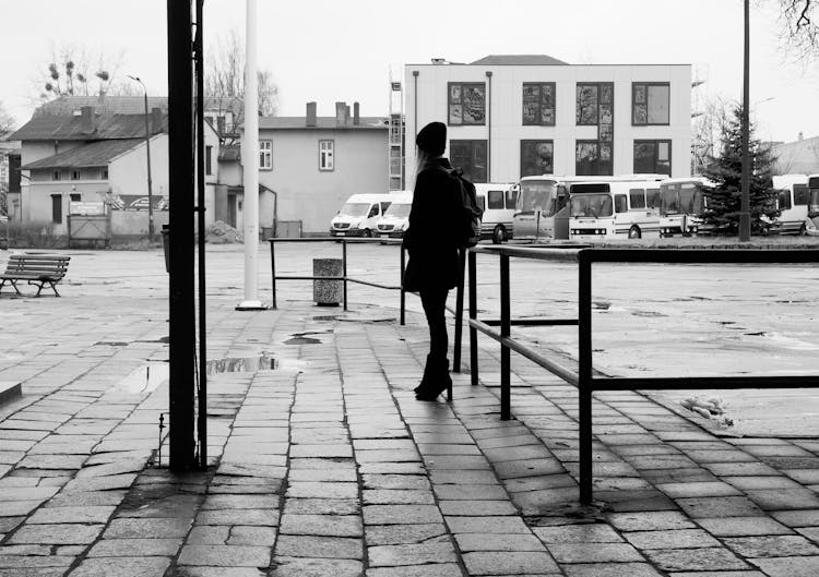 Woman Waiting For Bus