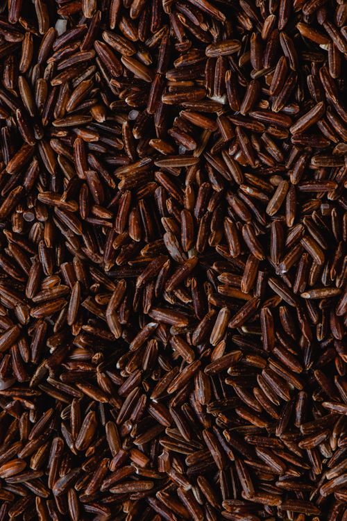 Free Detailed close-up of raw red rice grains showcasing texture and color. Stock Photo