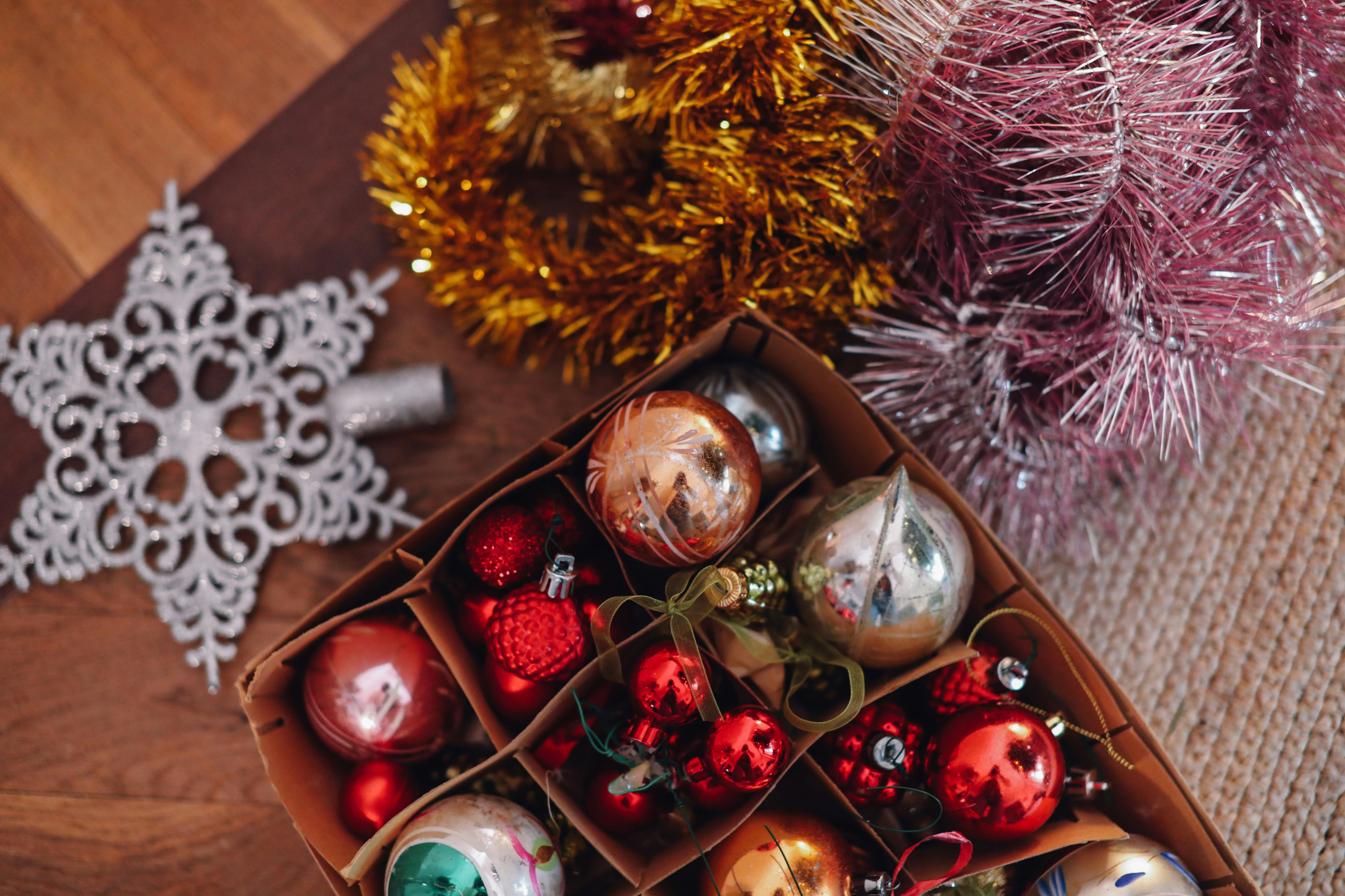 christmas ornaments on surface