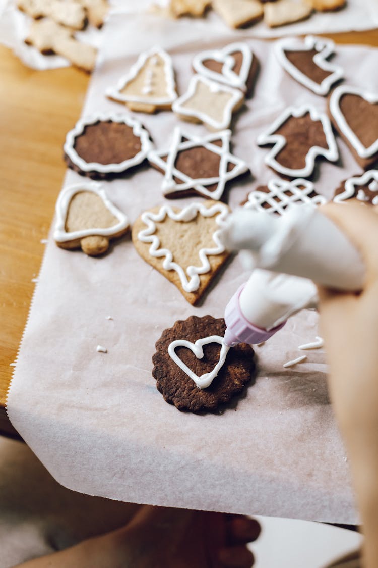 Brown Cookie With Heart Shape Icing