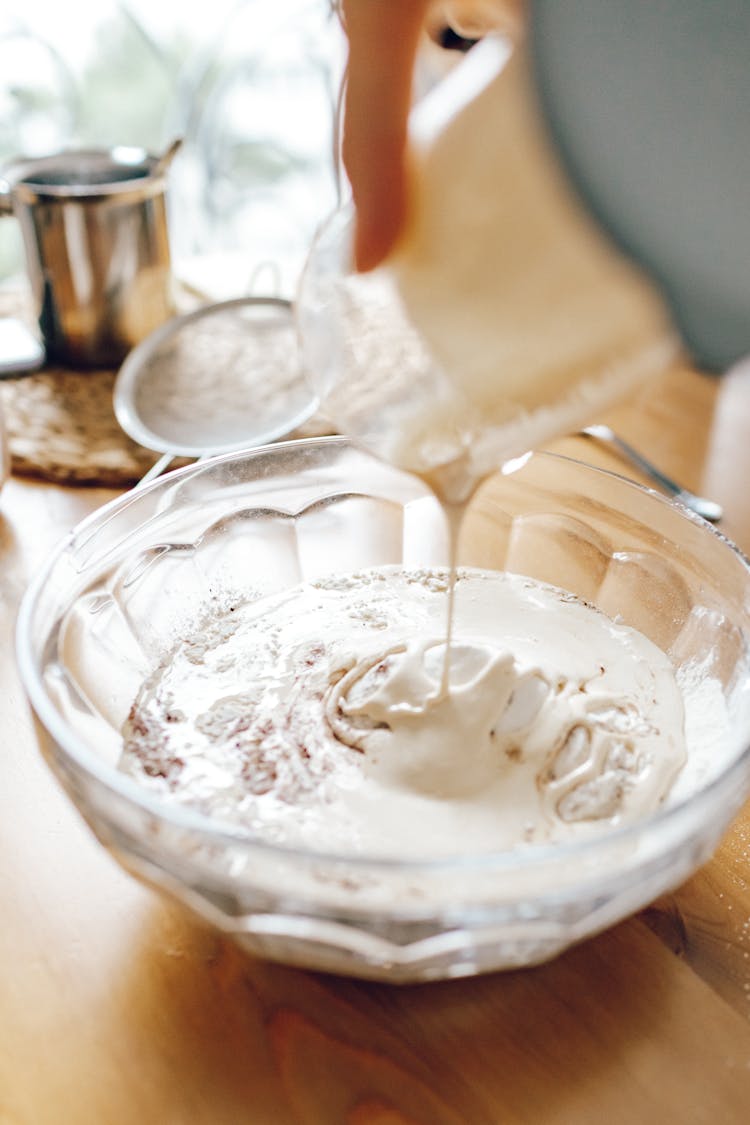 Pouring Cream To Bowl