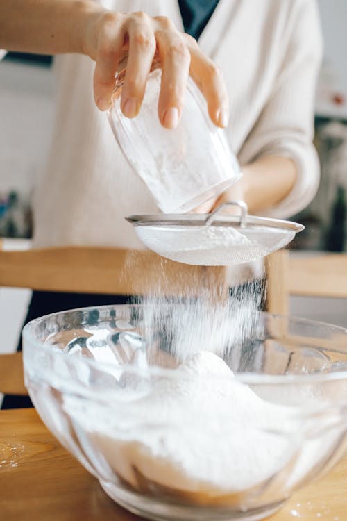 Free Baking Ingredients in Glass Bowl Stock Photo