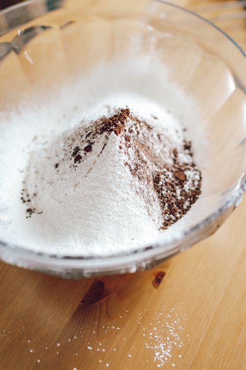 Free A Bowl of Flour and Chocolate Powder in a Bowl Stock Photo