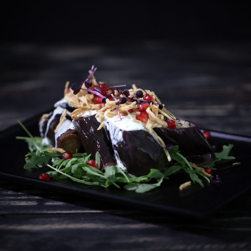Eggplant Pomegranate Molasses Rice