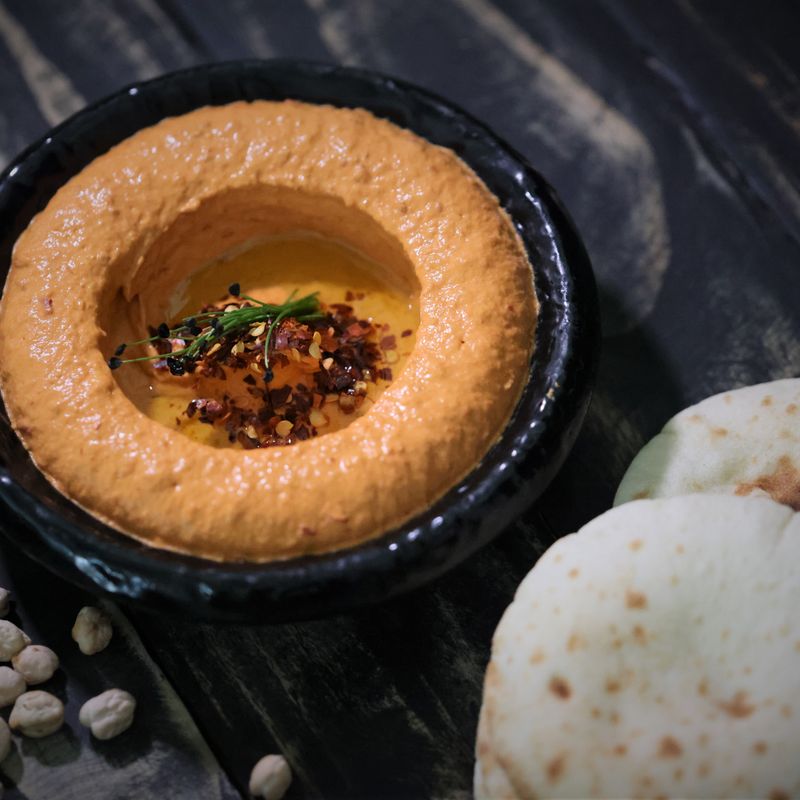 Sourdough Discard Whipped White Bean and Cumin Hummus Flatbread