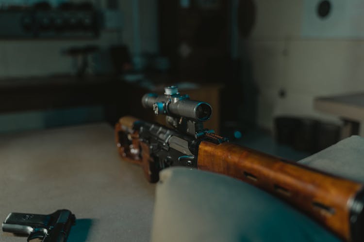 Close-Up Shot Of A Sniper Rifle 