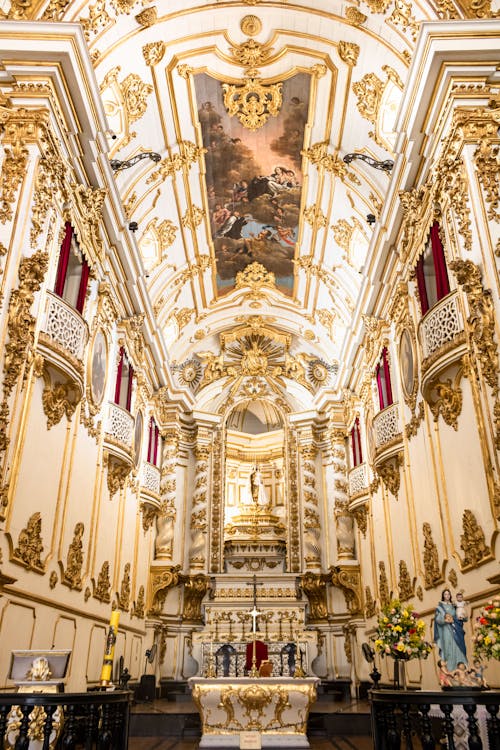 Ceiling in Old Cathedral of Rio de Janeiro in Brazil