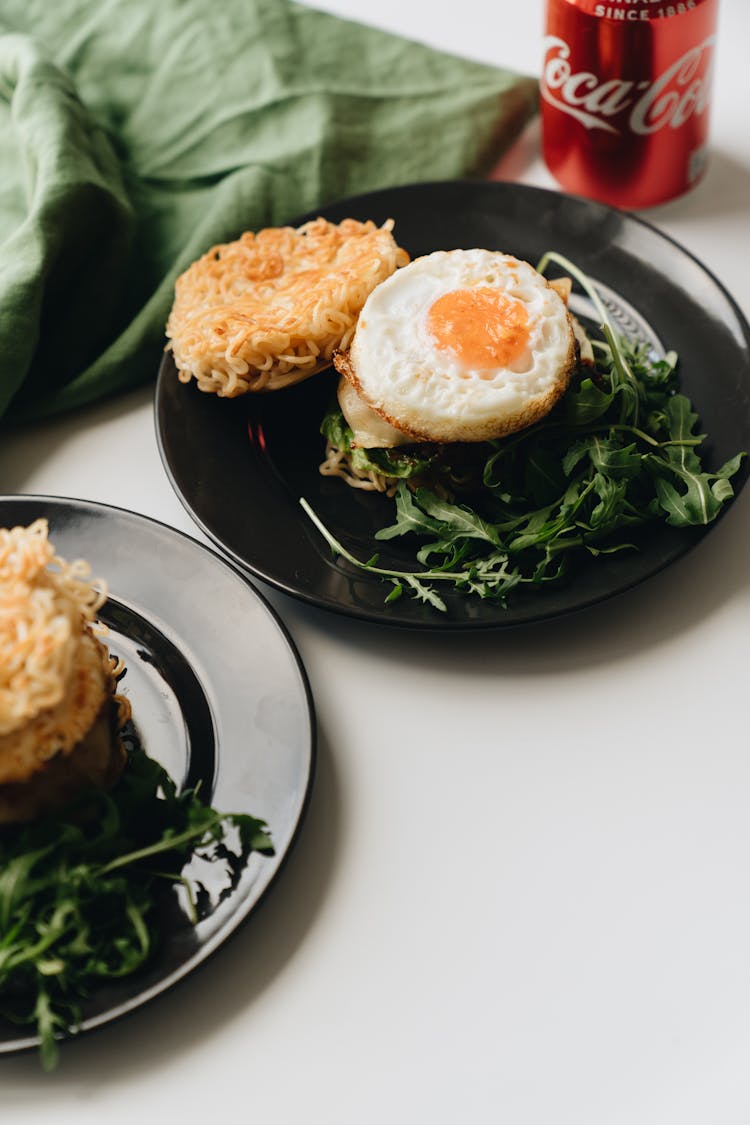 A Ramen Burger On A Plate