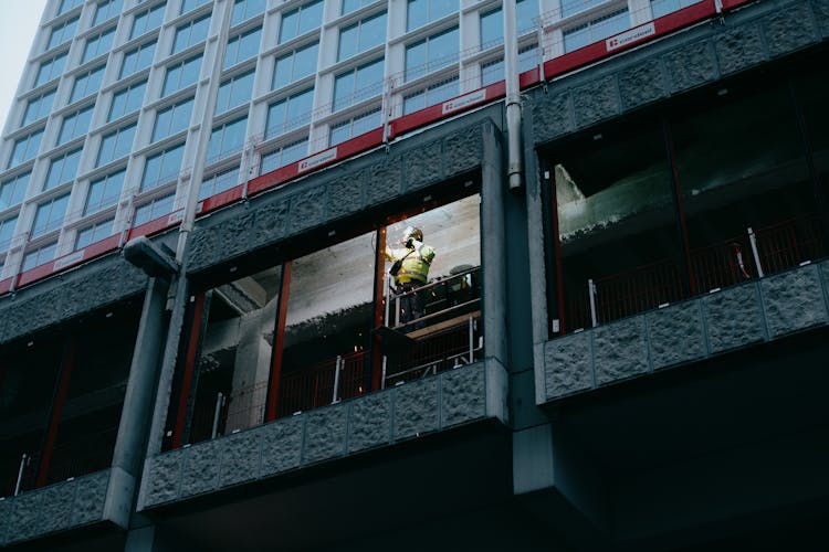 Modern Building Facade With Glass Symmetric Windows