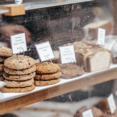 Colorful pastry display case