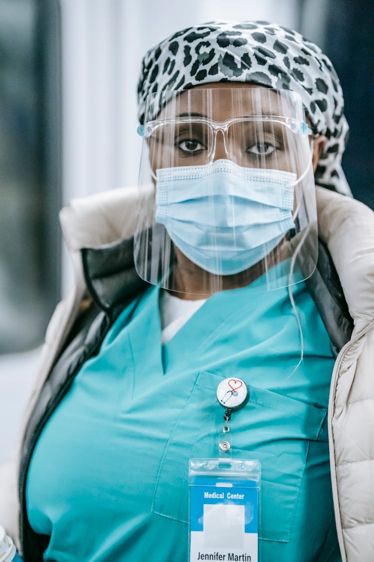 Black Woman In Medical Uniform In Hospital