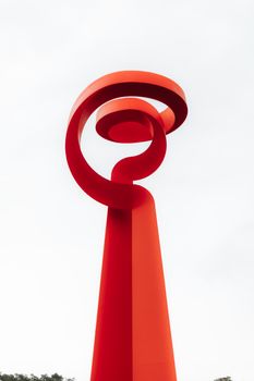 A striking view of the Torch of Friendship sculpture in San Antonio, Texas.