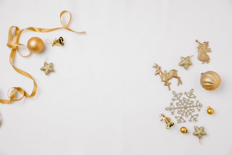 Collection Of Christmas Decoration On White Background