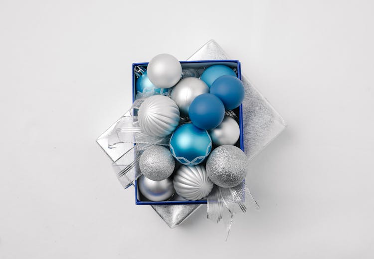 Set Of Christmas Baubles In Box