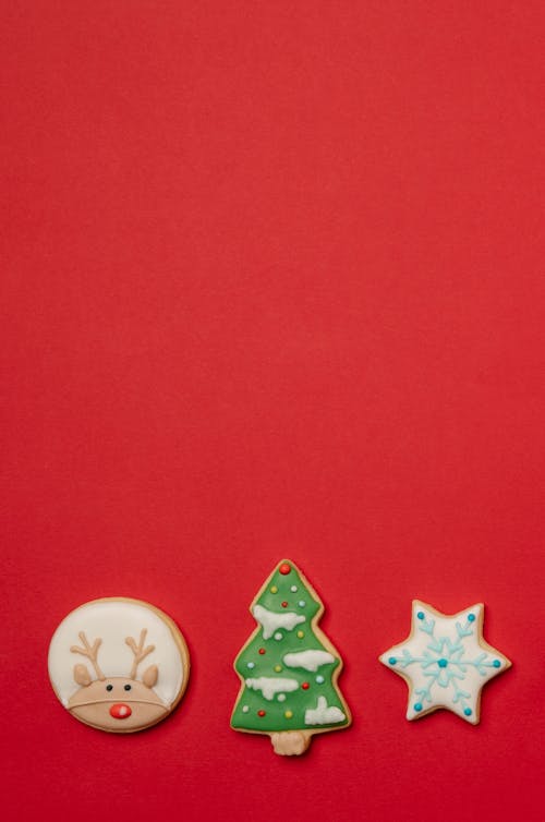 Traditional Christmas biscuits decorated with icing