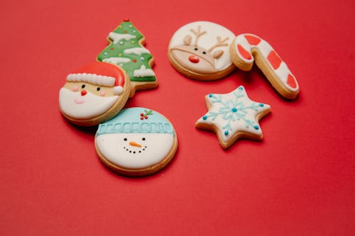 Traditional Christmas biscuits with icing