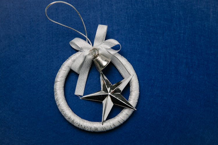 Silver Christmas Bauble With Bell