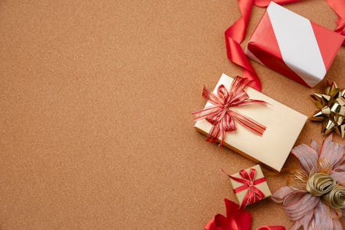 Free Close-Up Shot of Christmas Gift Boxes Stock Photo