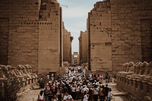 
Tourists Visiting the Karnak Temple in Egypt