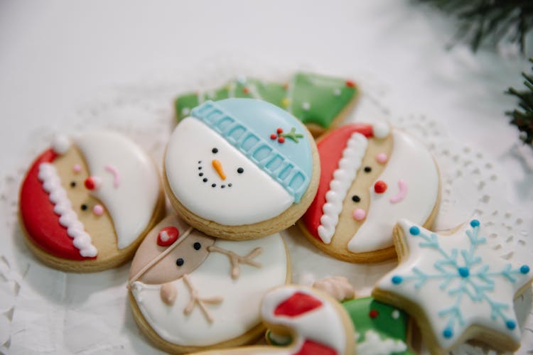 Christmas Gingerbread Placed On White Table