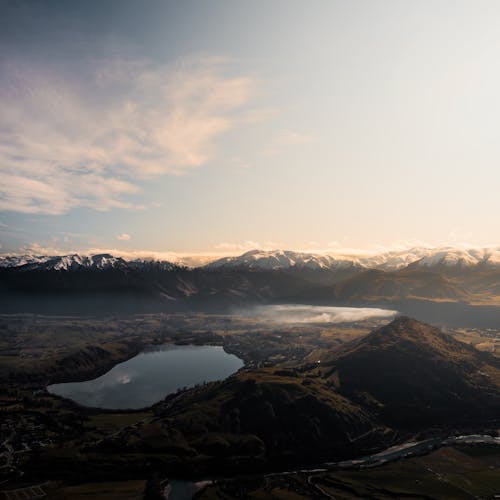 Aerial View of Mountains and Clouds