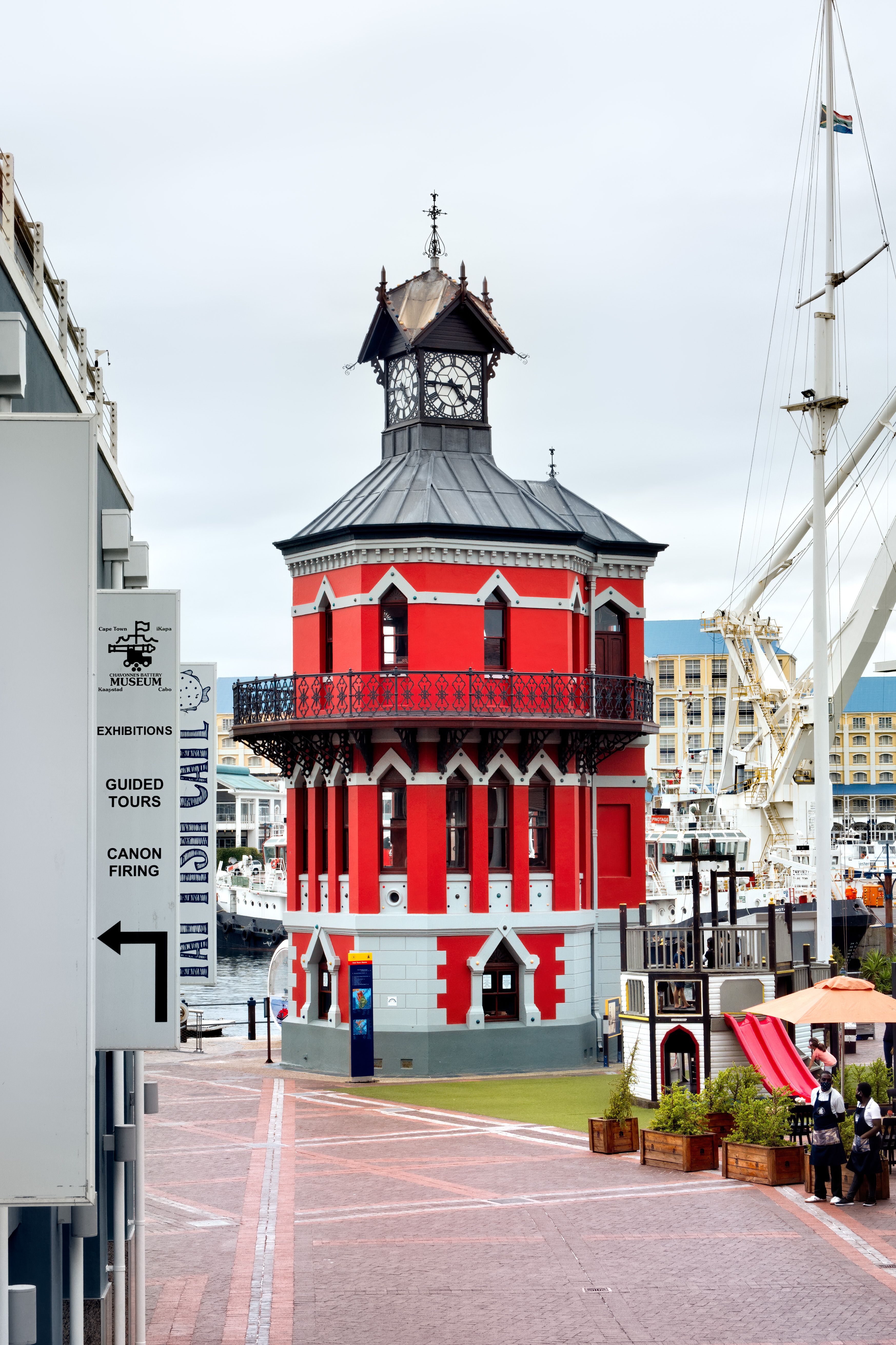 Photograph of a Red and White Clock Tower · Free Stock Photo