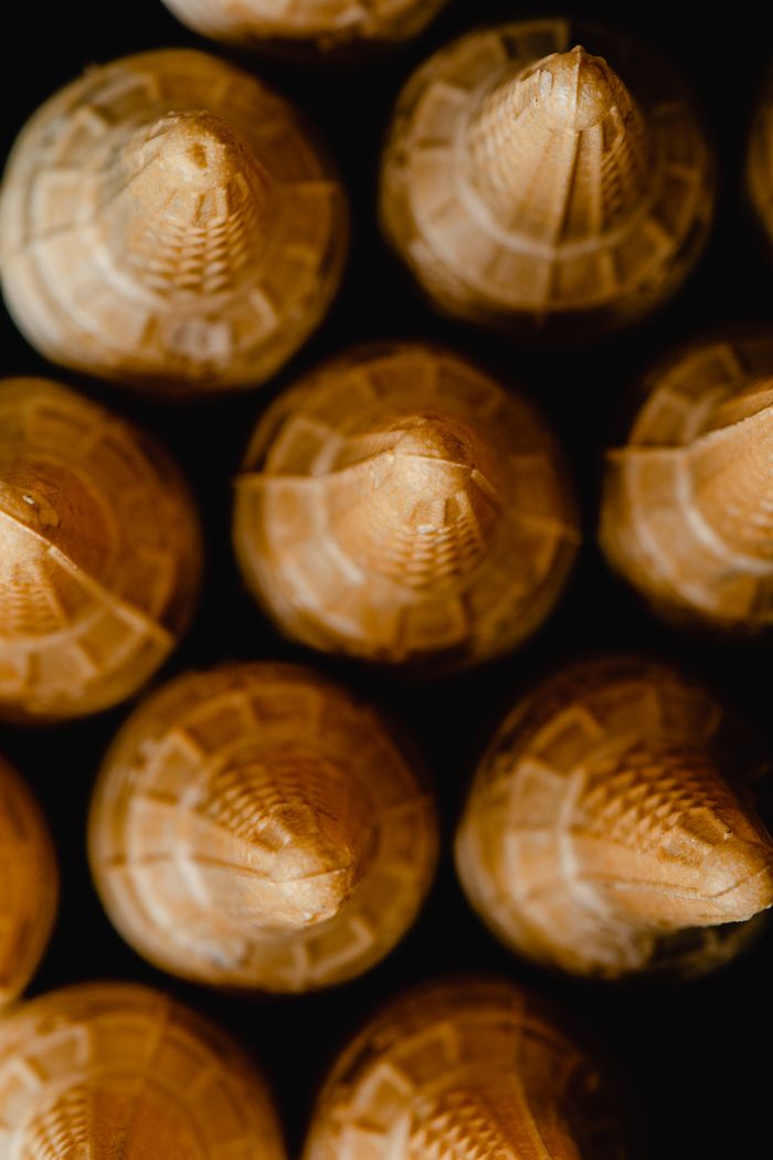 Uniformly shaped cones arranged from above