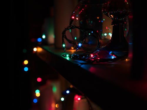 Free stock photo of glow in the dark, multicolored, string light bulb