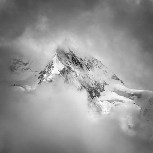 Free Grayscale Photo of Mountain Covered With Snow Stock Photo