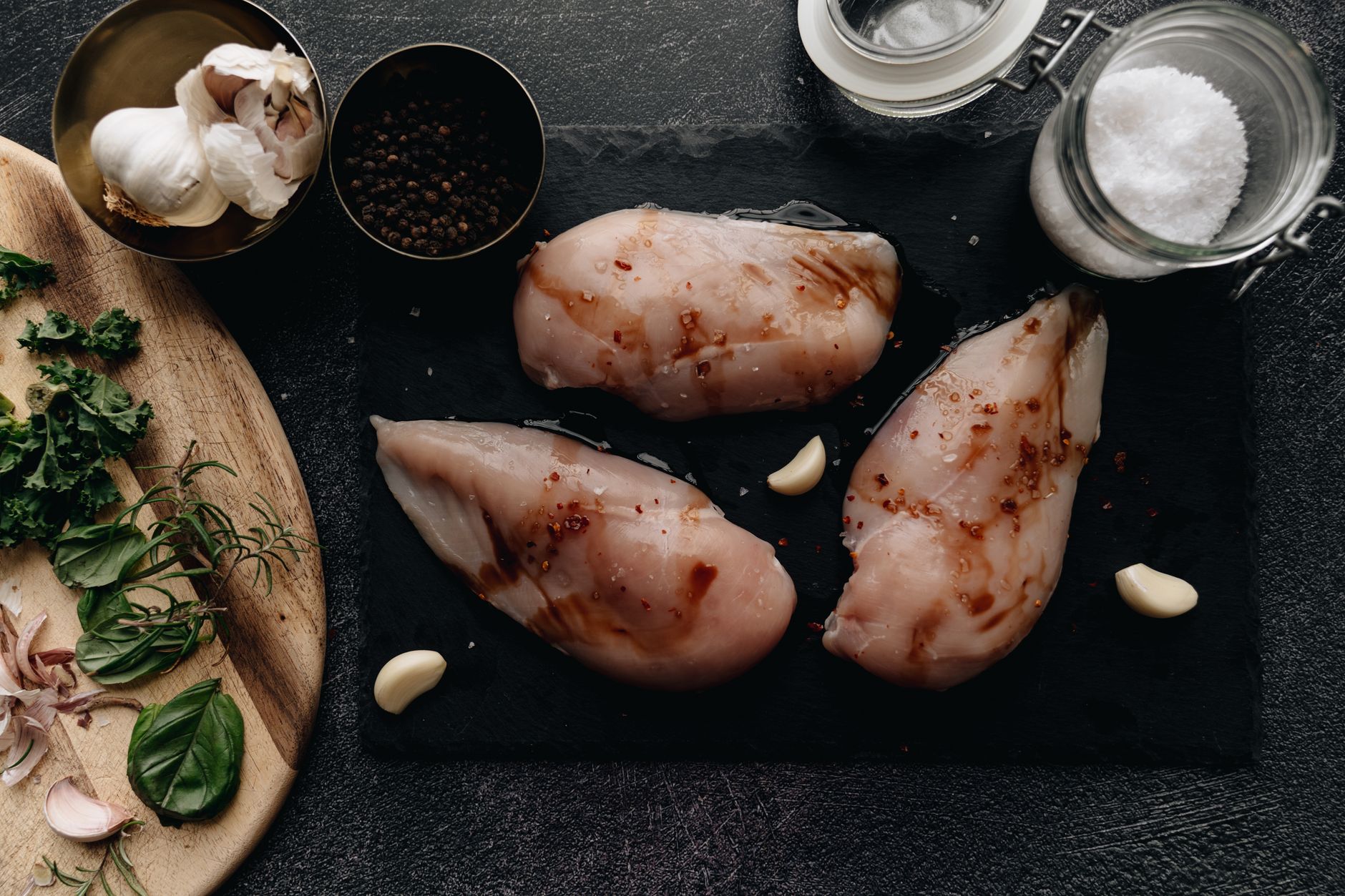 Fresh ingredients for walnut aillade sauce