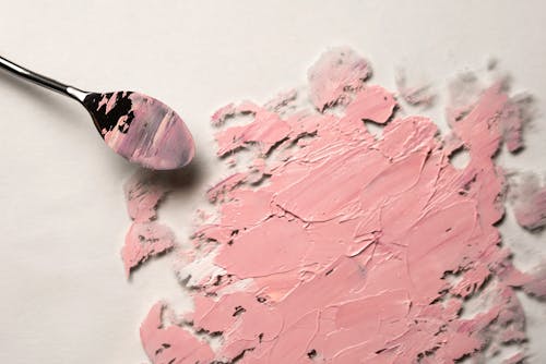 Pink Abstract Painting in Close Up Shot