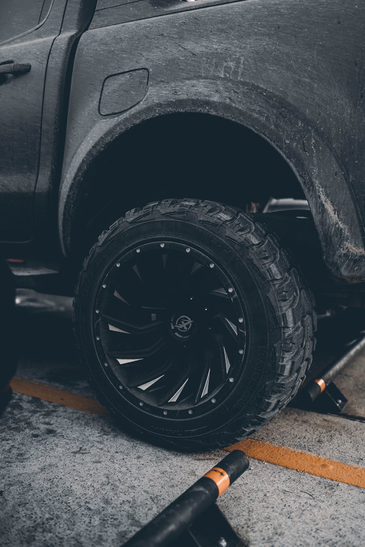 Black Car Wheel With Tire