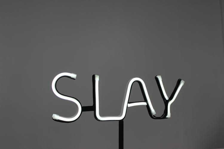 Monochrome Shot Of A Slay Text