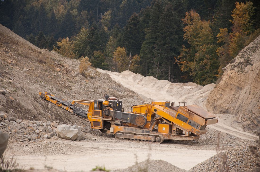 Crusher at an open-pit quarry