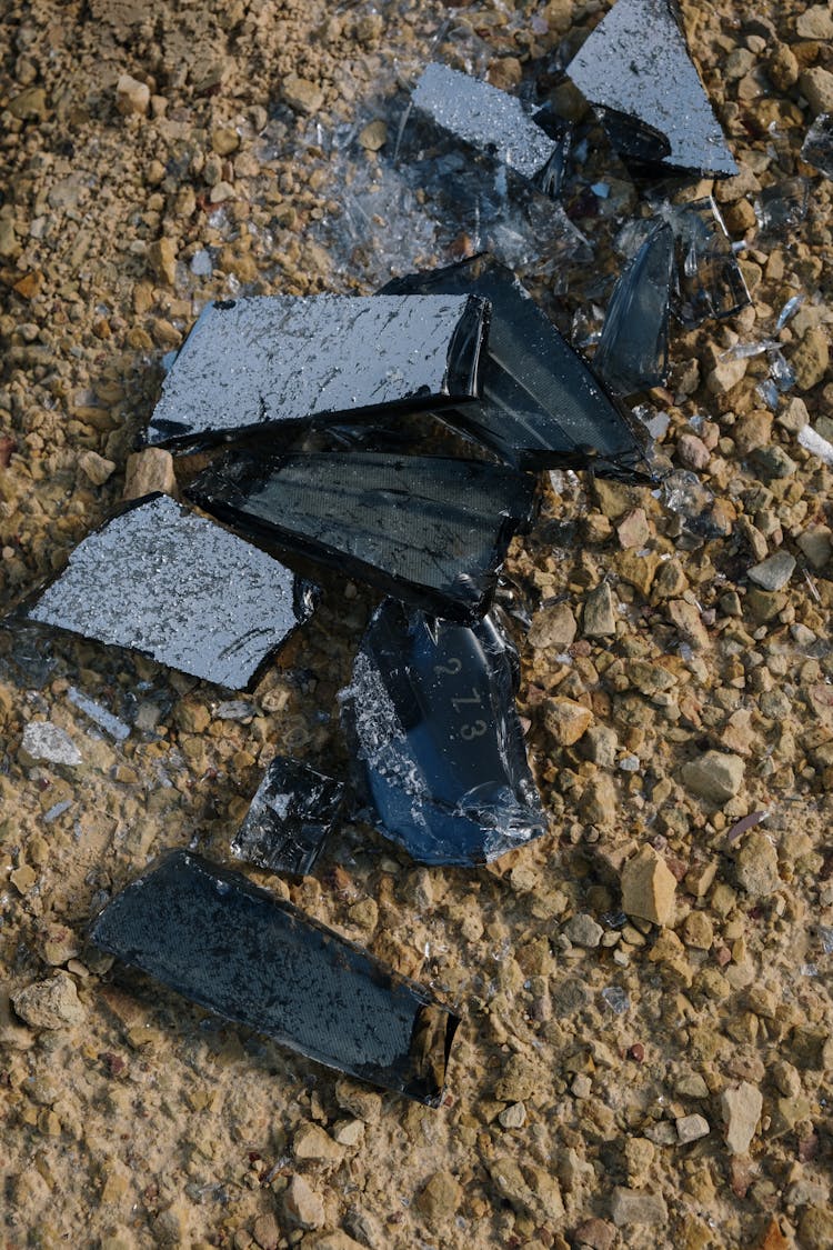 Fragments Of Broken Glass On The Ground