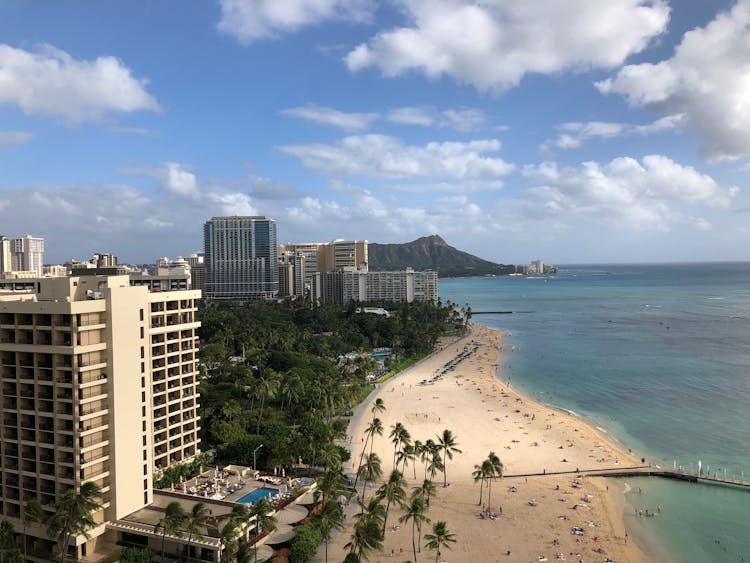 Aerial View Of The Coast In Honolulu, Hawaii