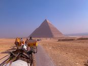 Great Pyramid of Giza under a Blue Sky
