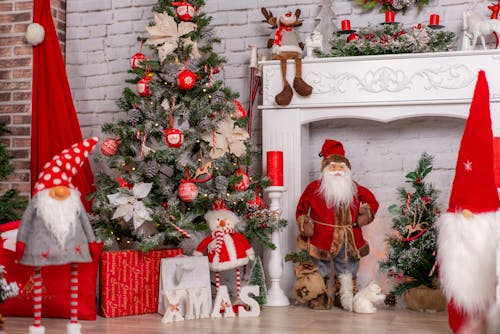 Free A Home Living Room Filled with Christmas Decorations Stock Photo