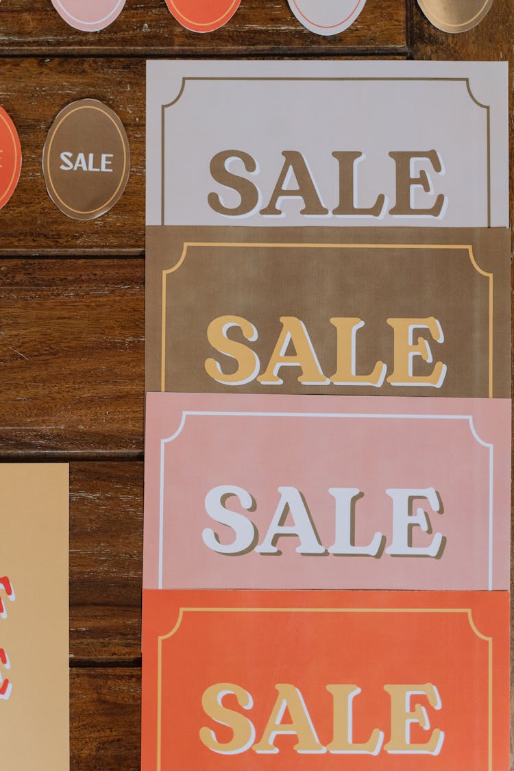 A Sale Signs In Close-up Shot