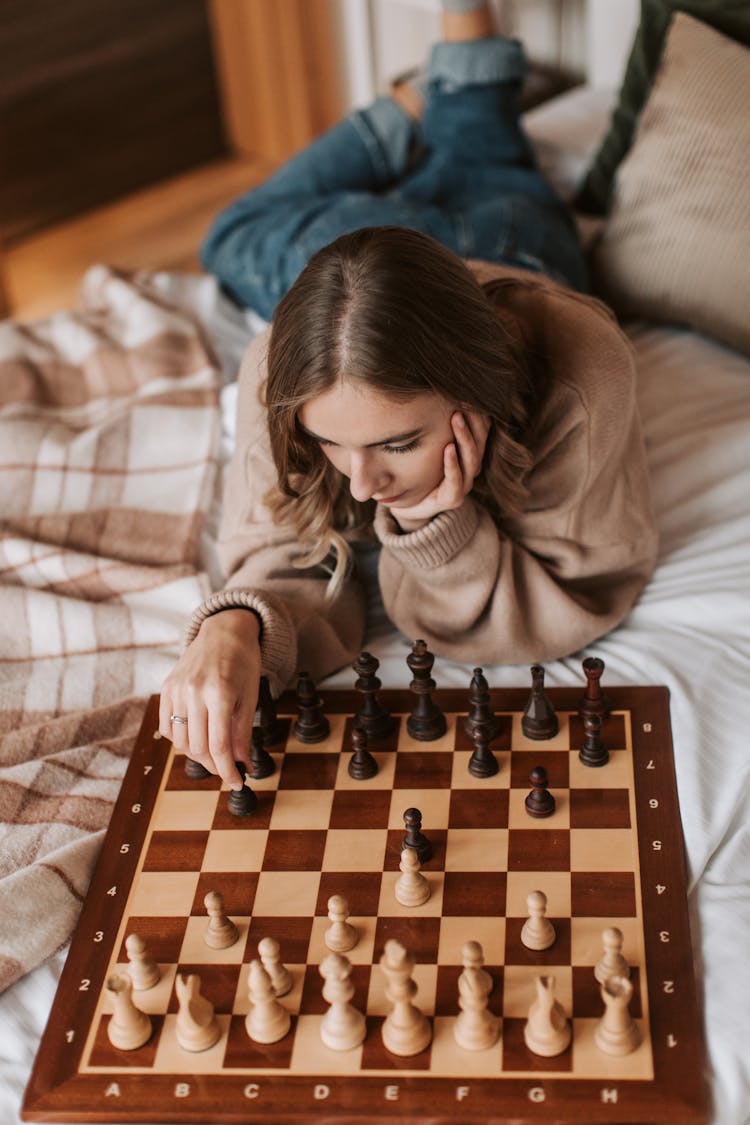 A Woman Playing Chess