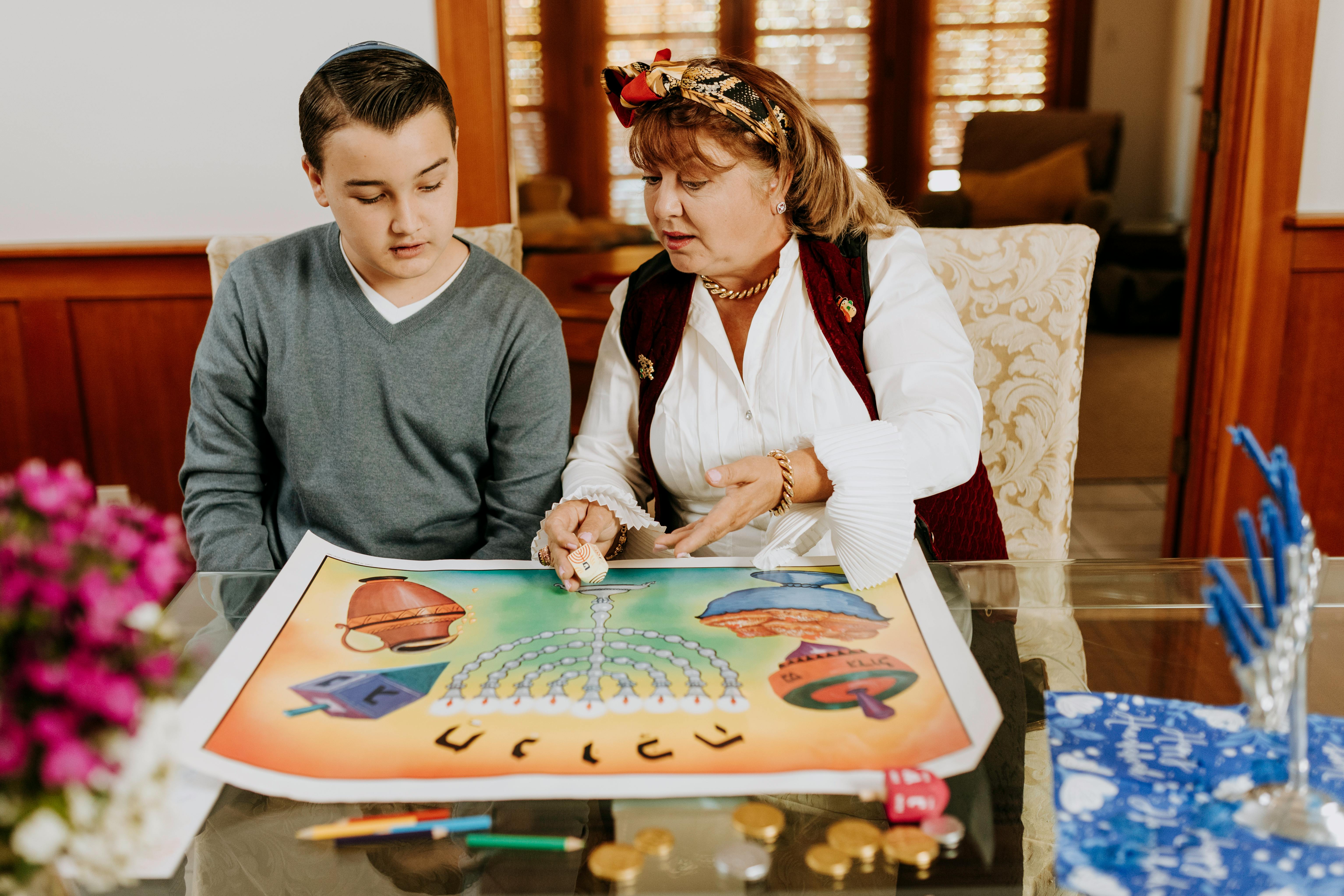 photo of mother having quality time with his son