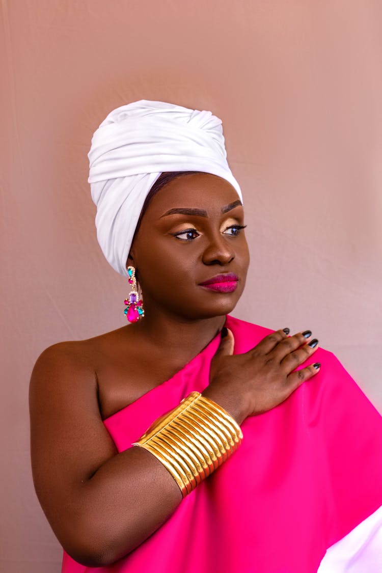 African Style Portrait Of A Woman With A Head Wrap