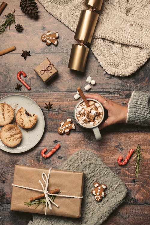 Foto profissional grátis de atmosfera de natal, bebida quente, chocolate quente