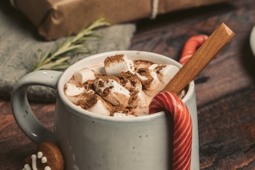 Free Close-up Shot of a Hot Chocolate with Marshmallows Stock Photo